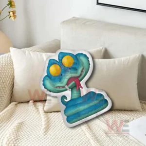 Gary Zootopia 2 Custom Shaped Pillow 5 Blue cartoon snake shaped pillow placed on a white bed!