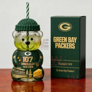 Green Bay Packers 107th Anniversary 1919-2026 Bear Glass Cup