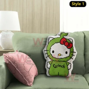 Grinch Hello Kitty Custom Shaped Pillow