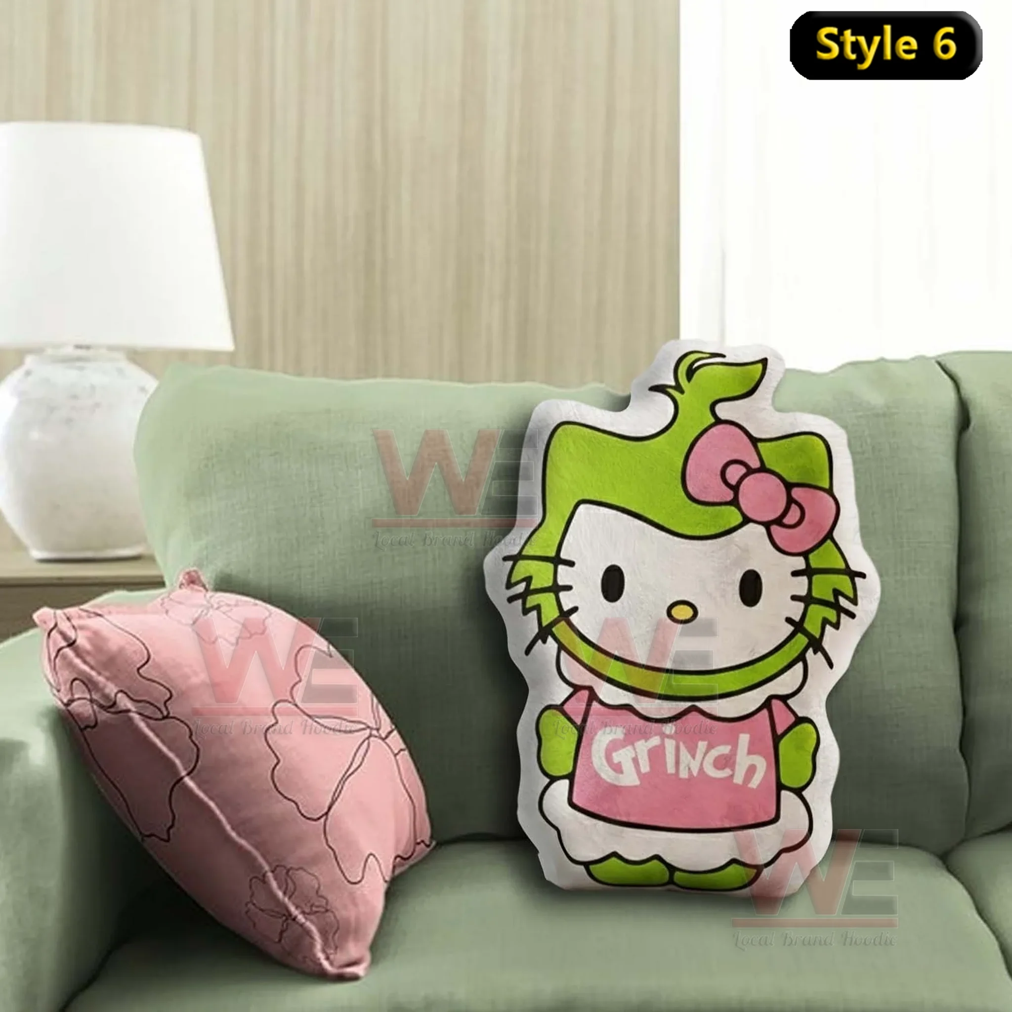 Grinch Hello Kitty Custom Shaped Pillow 6 Grinch Hello Kitty Custom Shaped Pillow - Image 6
