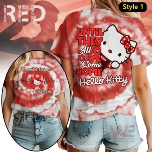 Red tie dye shirt with supportive message and cartoon character on the back!