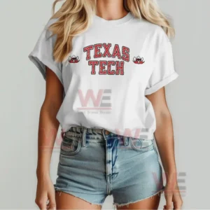 I am a Red Raiders Girl Texas Tech Red Raiders Shirt 4 White Texas Tech shirt front view with red text simple design and relaxed casual fit!