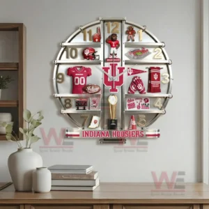 Indiana Hoosiers Home Decorative 3D Wall Clock 8 Indiana Hoosiers decorative wall clock presented as a premium collegiate sports decor centerpiece for fans and collectors!