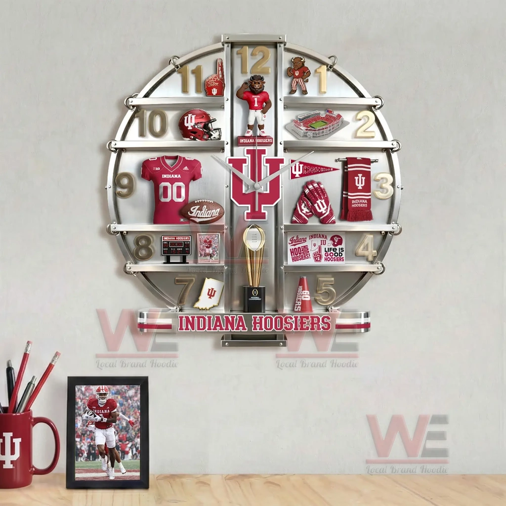 Indiana Hoosiers Home Decorative 3D Wall Clock 5 Indiana Hoosiers Home Decorative 3D Wall Clock - Image 5