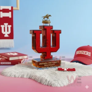 Indiana University Hoosiers HaiL To Old IU Whiskey Bottle 6 Indiana University Hoosiers IU whiskey bottle with horse figure cap on white fur with team decor!