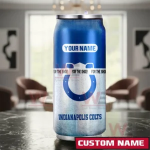 Indianapolis Colts NFL Personalized Can Tumbler 5 A custom Indianapolis Colts can shaped tumbler placed in a living room setting with strong team colors and a space for text personalization!