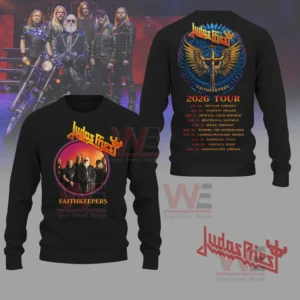 A black sweater showing a band portrait on the front and a winged cross emblem with tour dates on the back!