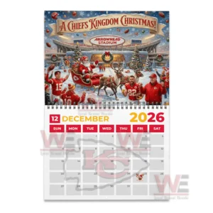 Snowy stadium with Santa in sleigh reindeer players and cheering fans!