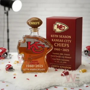 Studio setup featuring a commemorative glass whiskey bottle and red collector box!