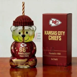 Kansas City Chiefs 66th Anniversary 1966-2026 Bear Glass Cup