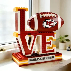 Building brick LOVE display with Kansas City Chiefs football logo and team colors!
