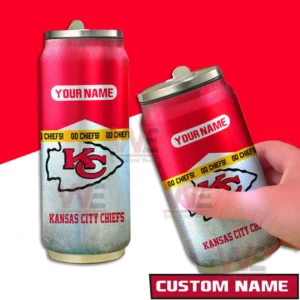 Kansas City Chiefs NFL Personalized Can Tumbler 4 A pair of Chiefs themed can style tumblers with bold team branding and a customizable name section!