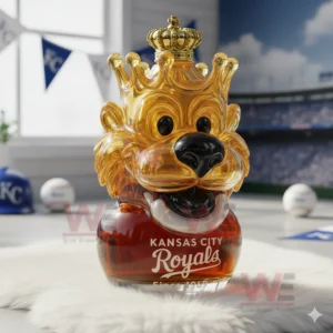 Golden crowned lion whiskey bottle with amber liquid in a stadium style environment!