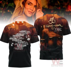 Black music shirt with tropical theme female performer image and warm artistic background!