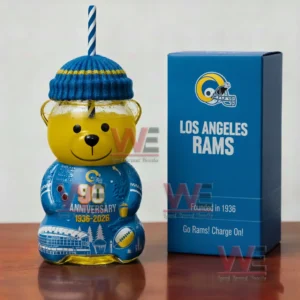 Los Angeles Rams 90th Anniversary 1936-2026 Bear Glass Cup
