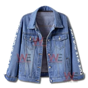 Megadeth Global Farewell Tour Denim Jacket 4 Front view blue denim jacket with classic casual design!