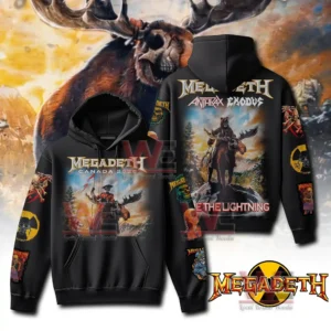 Megadeth x Canada Tour 2026 Shirt, Hoodie 10 Front view of Megadeth Canada tour t shirt with illustrated rider and bold logo!