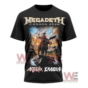 Megadeth x Canada Tour 2026 Shirt, Hoodie 11 Front view of Megadeth Canada tour hoodie with bold illustrated artwork and band logo!