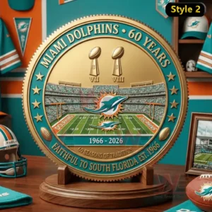 Miami Dolphins 60th Anniversary 1966-2026 Faithful to South Florida Coin 9 miami dolphins 60th anniversary 1966 2026 faithful to south florida coin img 4 pmdvZ