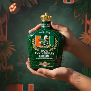 Hands holding a green whiskey bottle with a crown stopper in an artistic environment!
