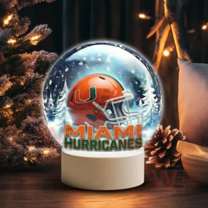 Miami Hurricanes LED Snow Globe Night Light Christmas Ornament