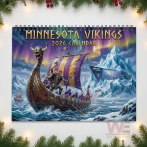 A dynamic scene of a Viking ship on icy seas with northern lights and a stadium set among frozen peaks!