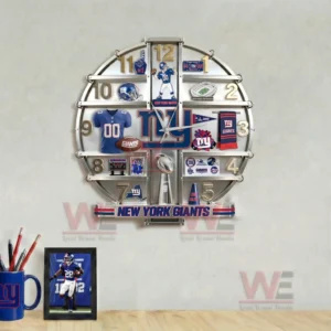 New York Giants decorative wall clock with strong team identity vibrant colors and iconic football spirit designed for loyal fans!