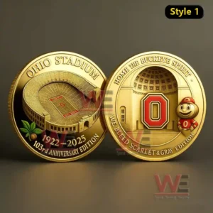 Ohio Stadium anniversary commemorative coins with detailed stadium artwork and historic design!