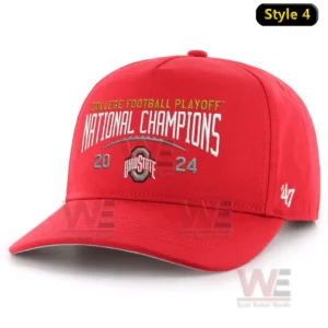 Ohio State Buckeyes College Football National Champion Cap hat 9 A red cap with Ohio State national champions text and the year two thousand twenty four!