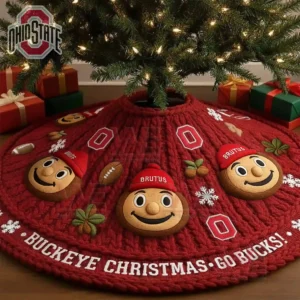 Ohio State Buckeyes Go Bucks Christmas Tree Skirt