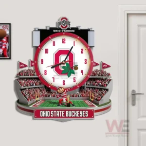 Ohio State Buckeyes decorative wall clock with stadium inspired design powerful team identity and authentic college football spirit!