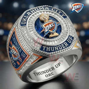 Thunder Up ring placed inside a luxury box with blue lining and metallic finish!