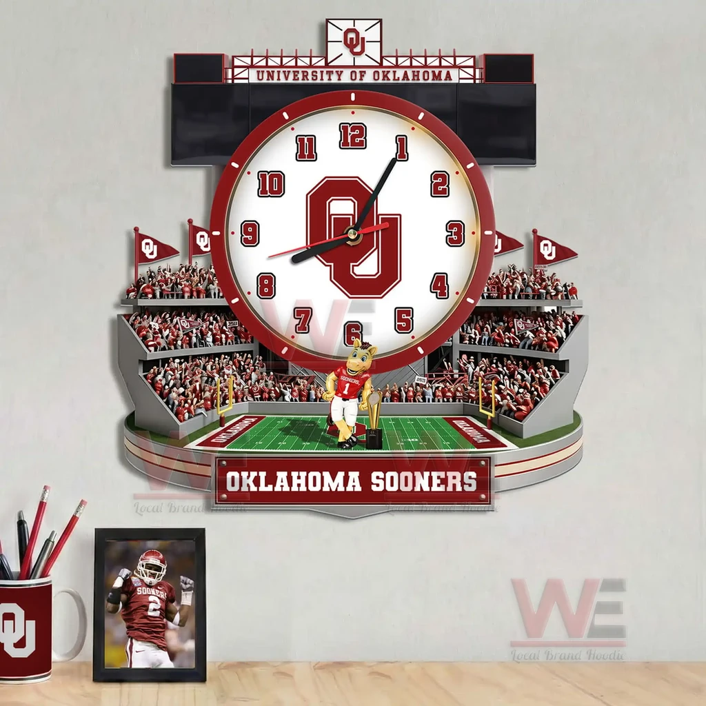 Oklahoma Sooners Stadium Decorative 3D Wall Clock 5 Oklahoma Sooners Stadium Decorative 3D Wall Clock - Image 5