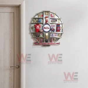 Ole Miss Rebels Home Decorative 3D Wall Clock 6 Ole Miss Rebels themed wall clock mounted near a door creating a bold sports focused visual centerpiece!