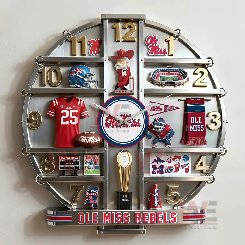 Ole Miss Rebels Home Decorative 3D Wall Clock 5 Ole Miss Rebels Home Decorative 3D Wall Clock - Image 5