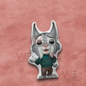Cartoon lynx shaped pillow on a pink fabric background!
