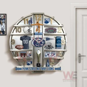 Penn State Nittany Lions Home Decorative 3D Wall Clock 6 Penn State Nittany Lions wall clock mounted on a wall adding college pride energy and tradition to the room!