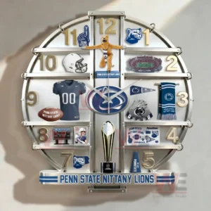 Penn State Nittany Lions Home Decorative 3D Wall Clock 8 Penn State Nittany Lions wall clock above a desk forming a dedicated fan space with strong team identity and pride!