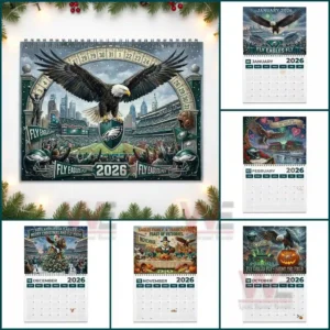 Philadelphia Eagles 2026 Wall Calendar 11 Collection of Philadelphia Eagles twenty twenty six calendar pages showing seasonal themes around the main eagle cover!
