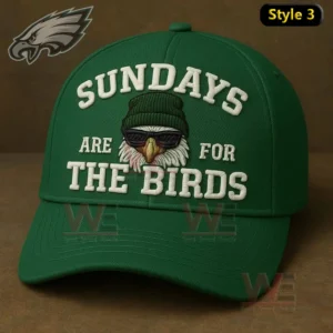 Green Philadelphia Eagles cap with bold embroidered slogan and stylized eagle graphic!