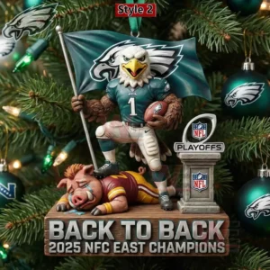 Philadelphia Eagles eagle ornament holding flag and football standing over rival to celebrate NFC East championship!