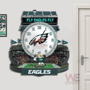 Philadelphia Eagles stadium wall clock mounted on a wall near a doorway!