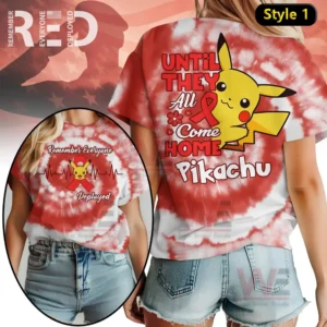 Red tie dye shirt with cartoon character and supportive message on the back!