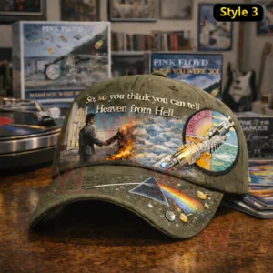 Pink Floyd May You Be Here 50th Anniversary Cap Hat 9 Olive green Pink Floyd inspired cap with detailed album themed artwork and symbolic imagery!