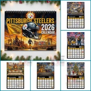 Collection of Pittsburgh Steelers twenty twenty six calendar pages arranged around the main cover!