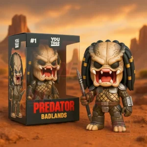 Predator Badlands Pop Vinyl Figures 5 Predator Badlands figure with spear and box in a desert landscape.