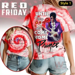 A tie dye shirt showing the musician in a purple outfit with supportive text flowers and a ribbon!
