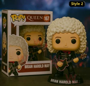 Brian Harold May collectible figure holding a guitar with signature hair and classic rock style!