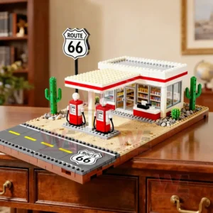 Route 66 Vintage Gas Station Building Block Set