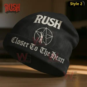 Rush Band Prog Rock Legends Beanie Hat cap 6 Black Rush beanie with band logo star figure graphic and Closer To The Heart text!